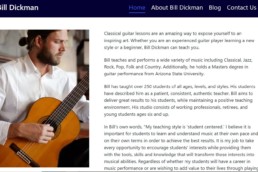 Image of Bill Dickman's website home page. Bill Dickman is a local guitar teacher in Madison, WI.