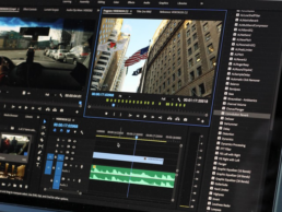 Image of a promotional product video being edited is Adobe Premiere Pro.