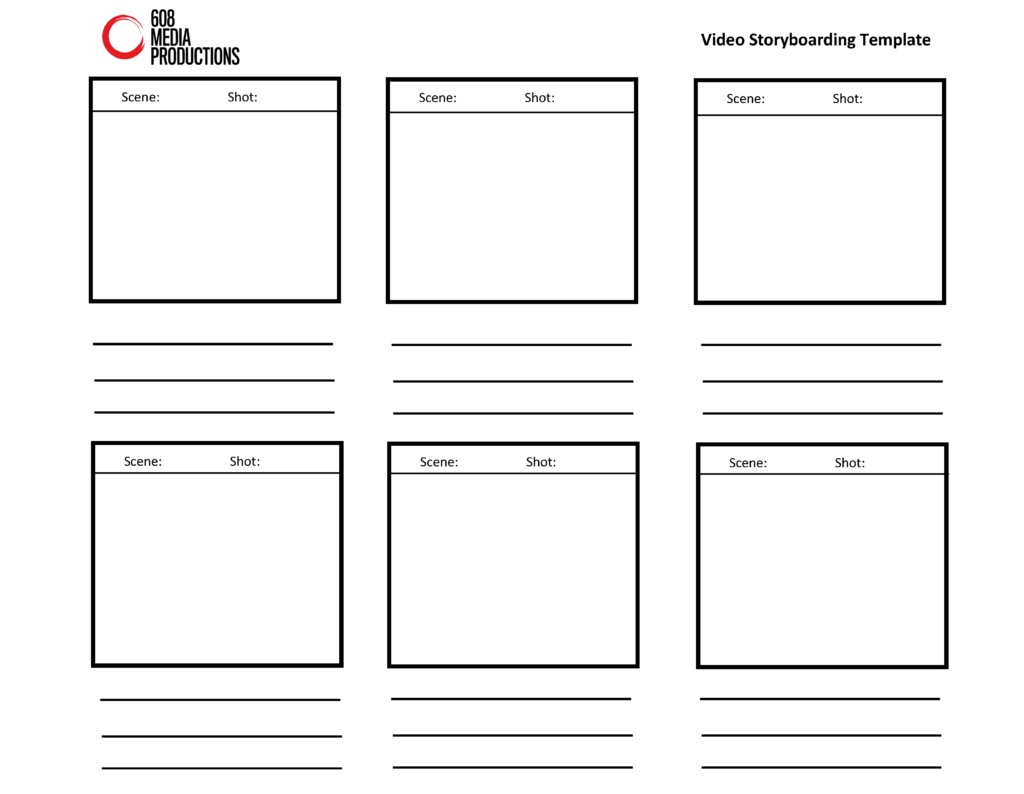 Image of a storyboard template from 608 Media.