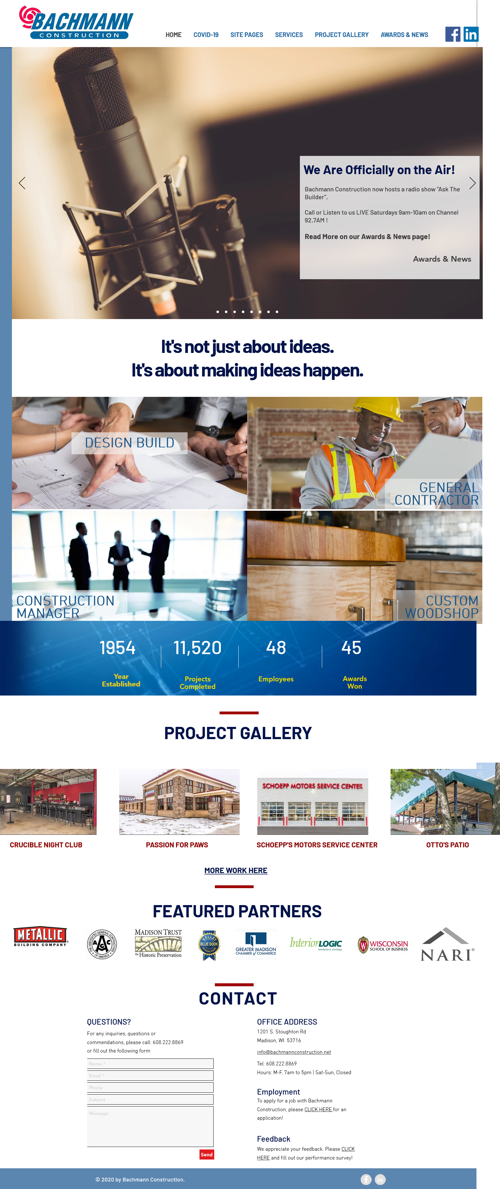 Image of a construction website for Bachmann Construction in Madison, WI.