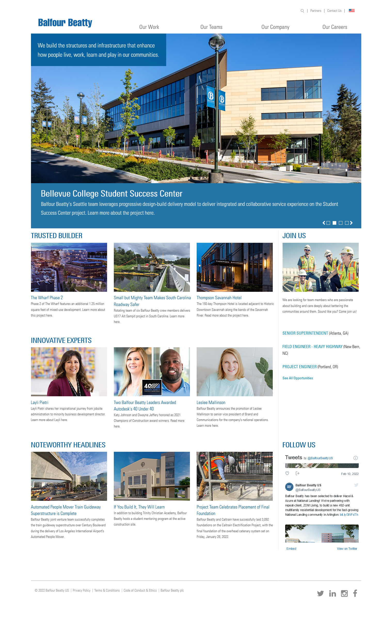 Image of the large construction website for Balfour Beatty.