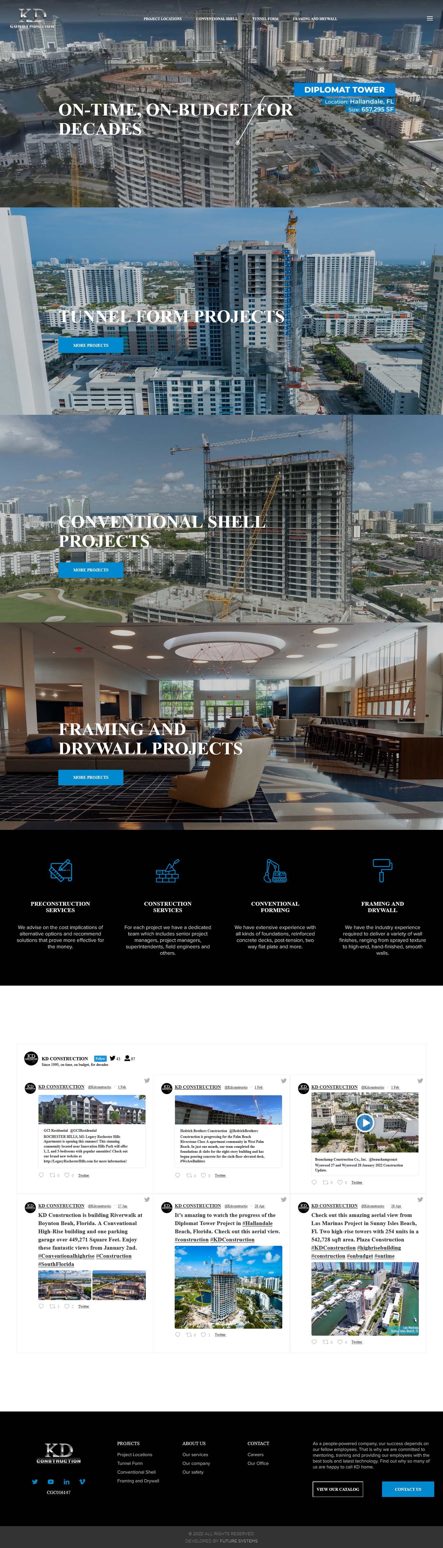 KD Construction's website based out of Pompano Beach, FL.