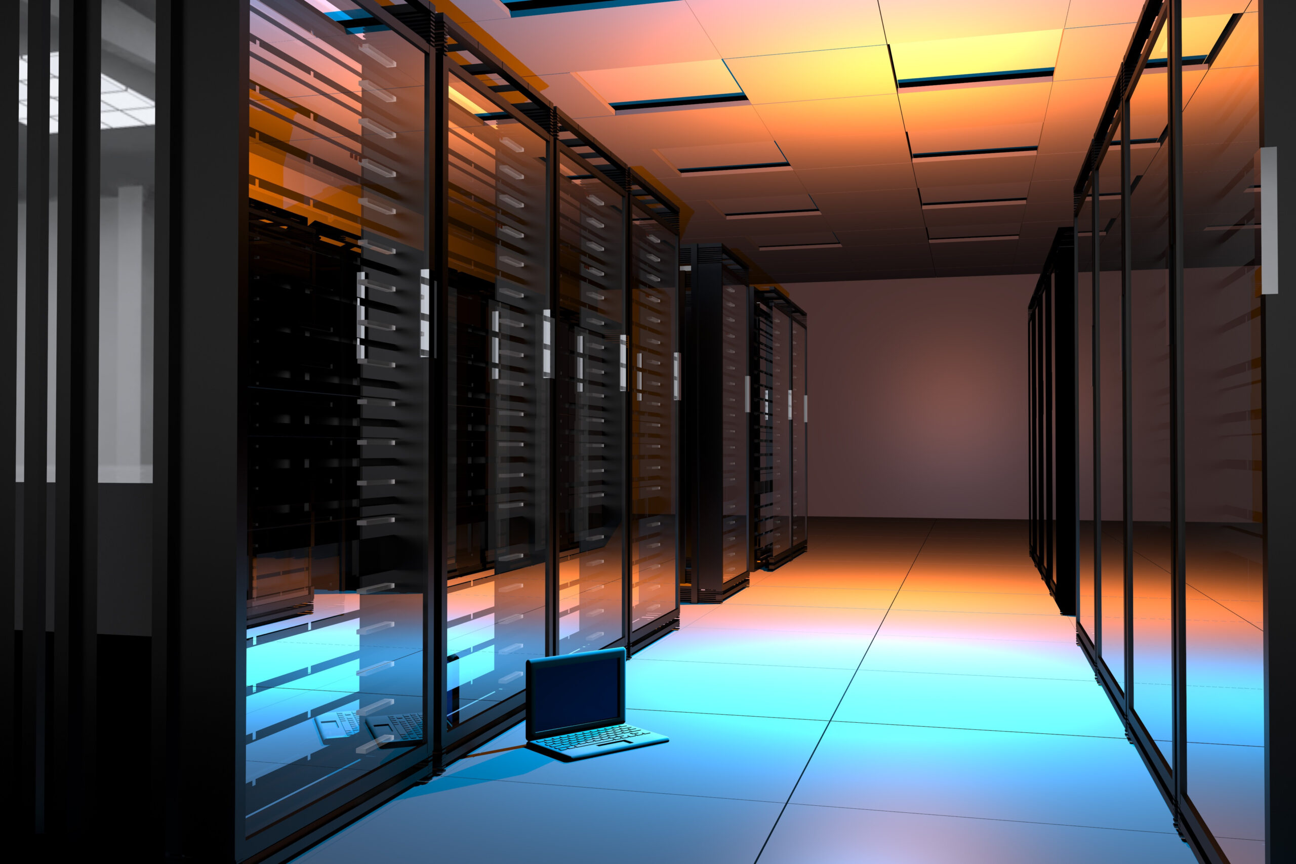 Image of web server data center being used by a web hosting provider.