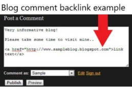 Example of using the blackhat technique of adding backlinks to blog comments, which are considered spammy links.