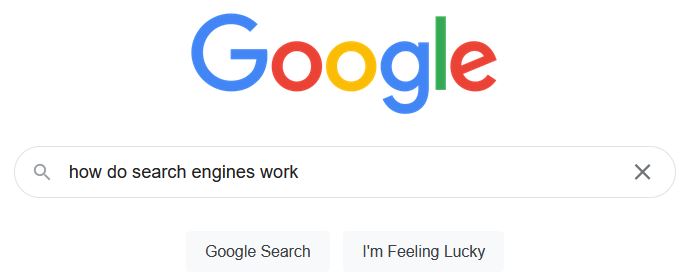 Image of a search query entered on Google's homepage.