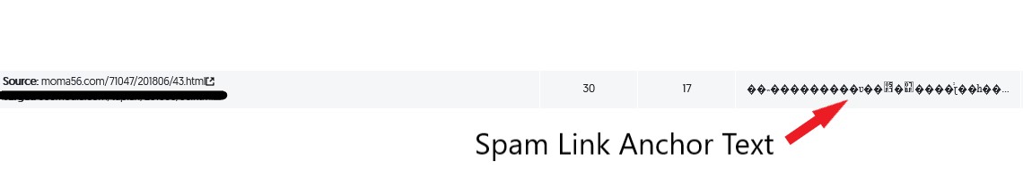 An example of a spam link shown in the backlink tool portion of Ubersuggest.