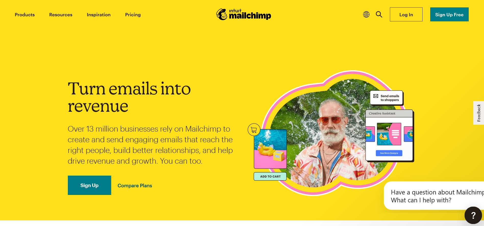 Mailchimp's homepage design.